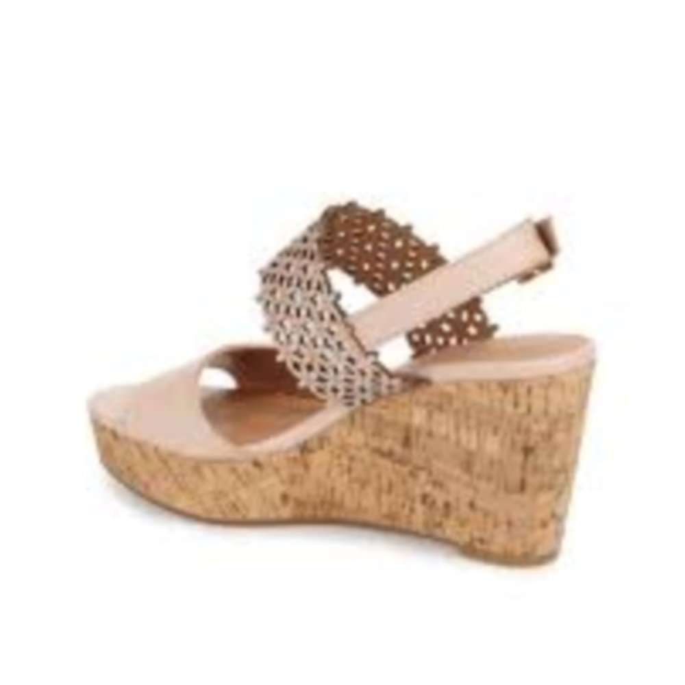 Caslon Blush Pink Floral Laser-Cut Cork Wedge Sandals - Picture 2 of 7